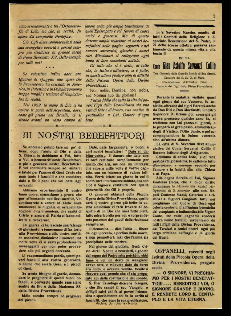 La piccola Opera della Divina Provvidenza, 19, 01, 01-11-1924, pagina 3