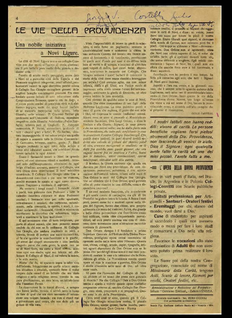 La piccola Opera della Divina Provvidenza, 19, 01, 01-11-1924, pagina 4