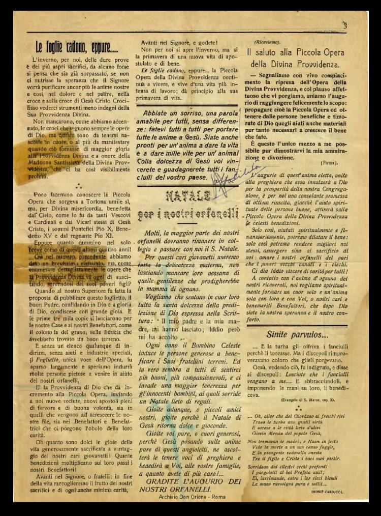 La piccola Opera della Divina Provvidenza, 19, 02, 01-12-1924, pagina 3