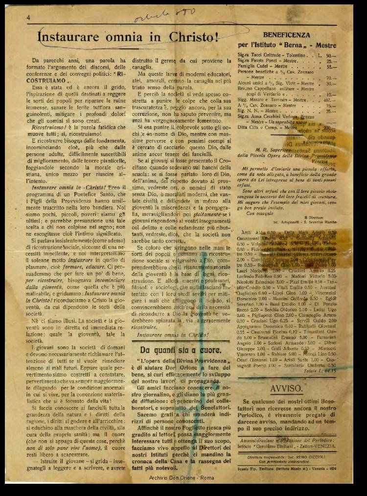 La piccola Opera della Divina Provvidenza, 19, 02, 01-12-1924, pagina 4