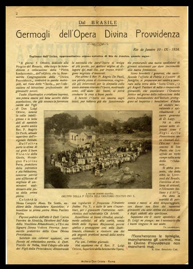 La piccola Opera della Divina Provvidenza, 20, 01, 01-01-1925, pagina 2