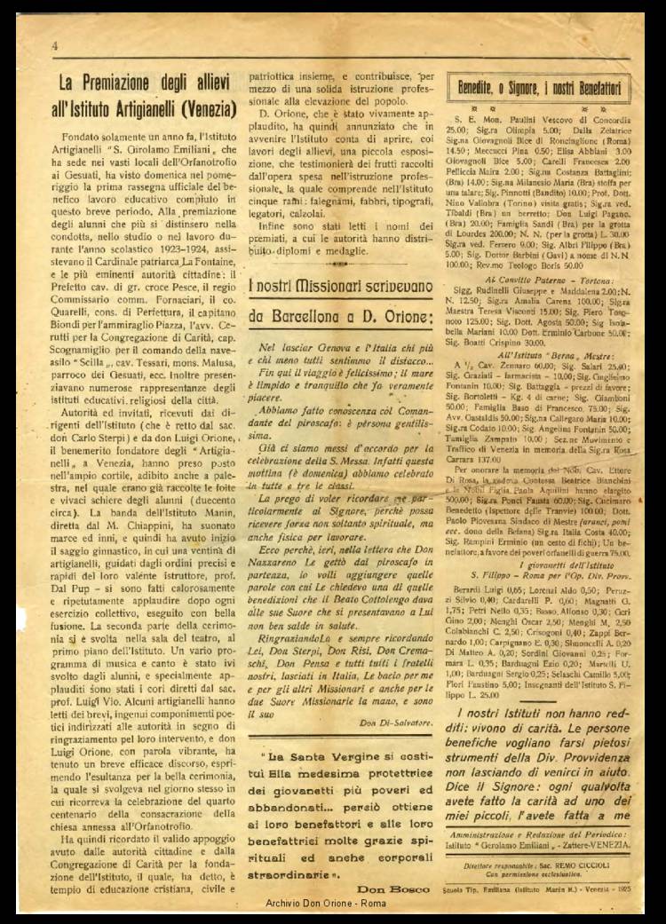 La piccola Opera della Divina Provvidenza, 20, 01, 01-01-1925, pagina 4