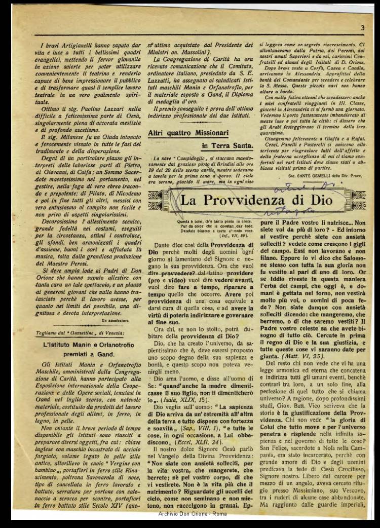 La piccola Opera della Divina Provvidenza, 20, 05, 01-05-1925, pagina 3