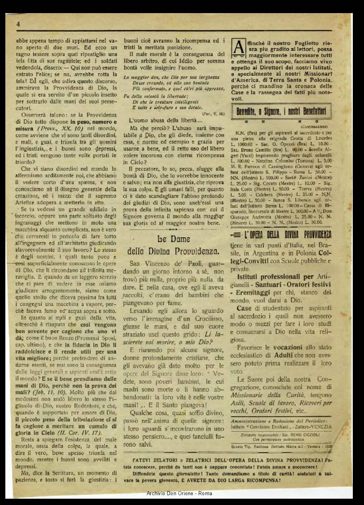 La piccola Opera della Divina Provvidenza, 20, 05, 01-05-1925, pagina 4