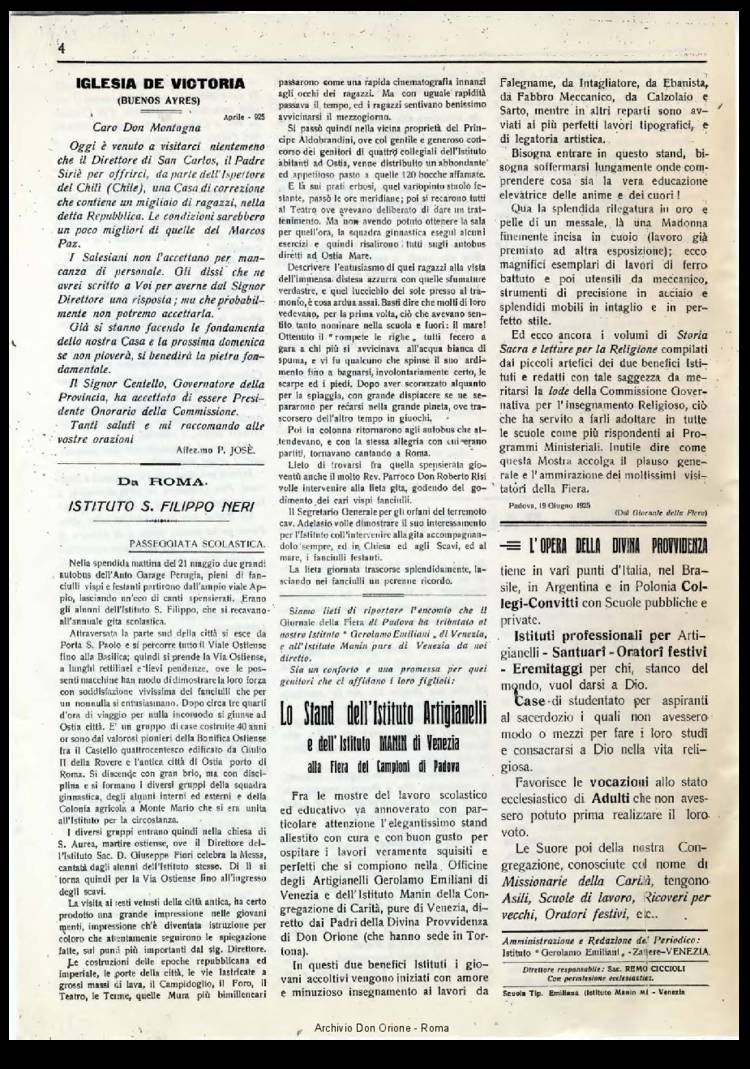 La piccola Opera della Divina Provvidenza, 20, 06, 01-06-1925, pagina 4