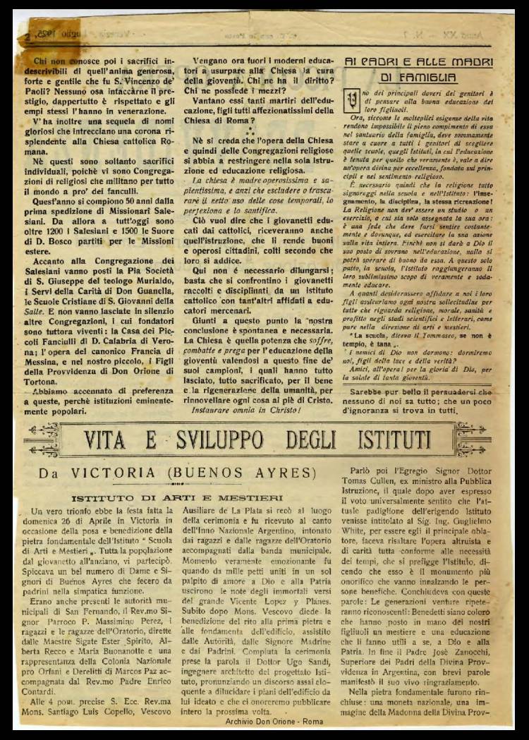 La piccola Opera della Divina Provvidenza, 20, 07, 01-07-1925, pagina 2