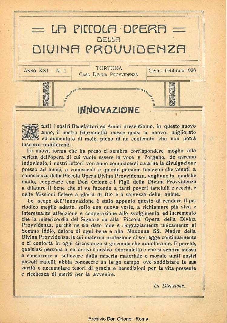 La piccola Opera della Divina Provvidenza, 21, 01, 01-02-1926, pagina 3