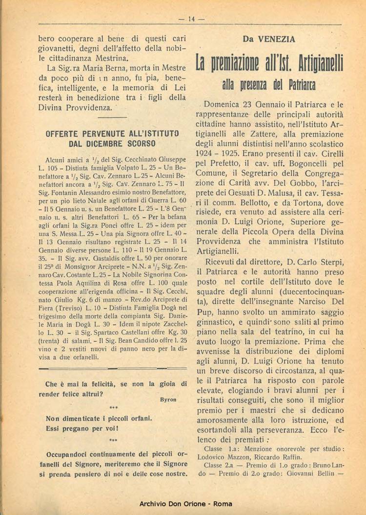 La piccola Opera della Divina Provvidenza, 21, 01, 01-02-1926, pagina 16