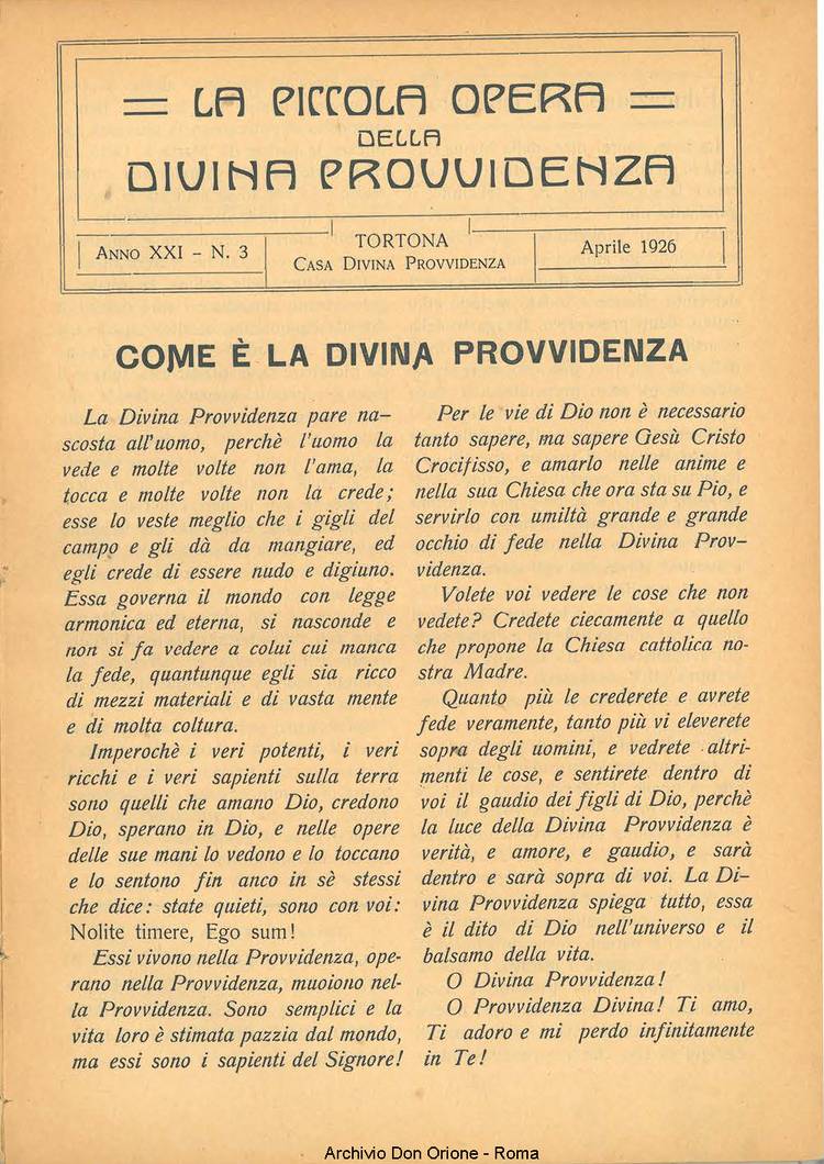 La piccola Opera della Divina Provvidenza, 21, 03, 01-04-1926, pagina 3