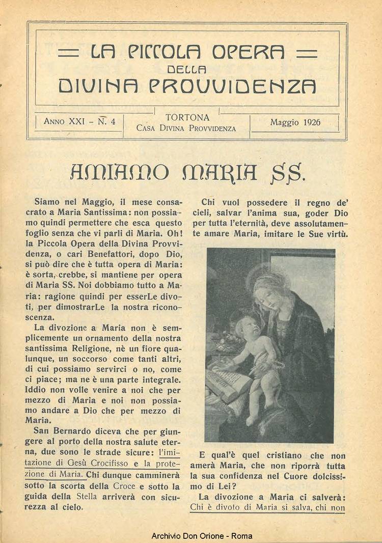 La piccola Opera della Divina Provvidenza, 21, 04, 01-05-1926, pagina 3