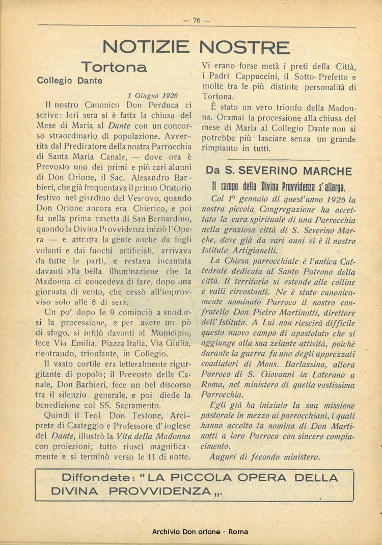 La piccola Opera della Divina Provvidenza, 21, 05, 01-06-1926, pagina 10