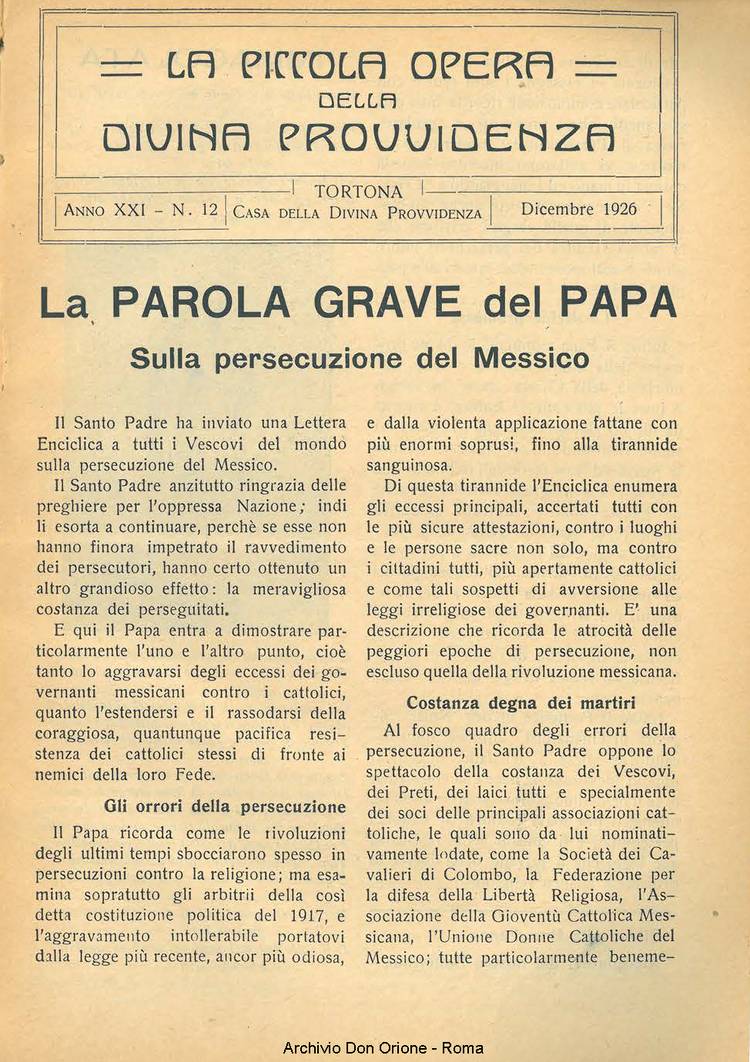 La piccola Opera della Divina Provvidenza, 21, 12, 01-12-1926, pagina 3