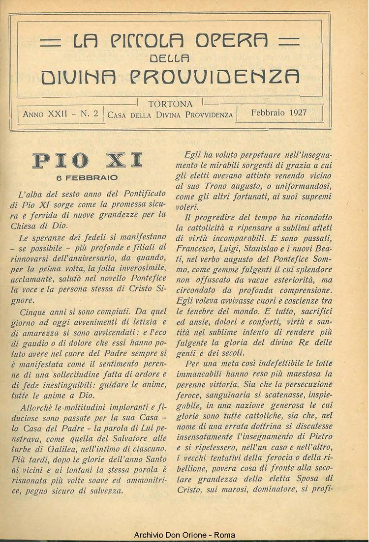 La piccola Opera della Divina Provvidenza, 22, 02, 01-02-1927, pagina 3