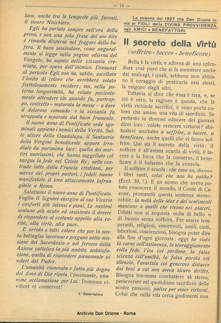 La piccola Opera della Divina Provvidenza, 22, 02, 01-02-1927, pagina 4