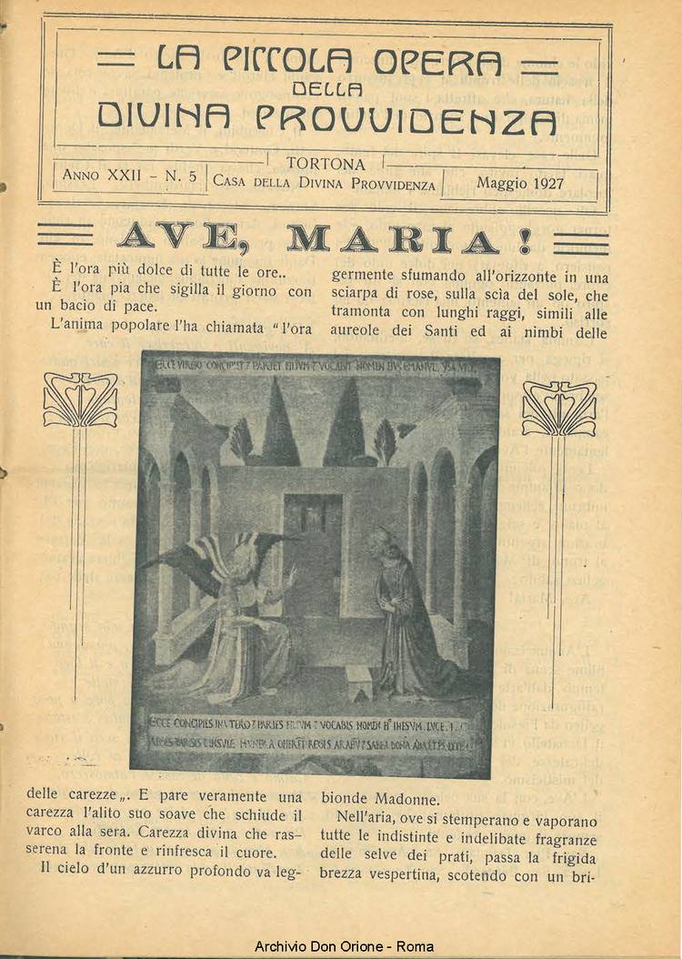 La piccola Opera della Divina Provvidenza, 22, 05, 01-05-1927, pagina 1