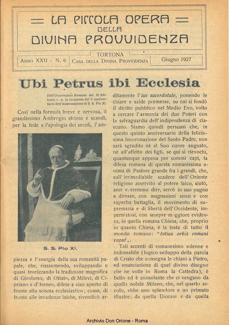 La piccola Opera della Divina Provvidenza, 22, 06, 01-06-1927, pagina 3