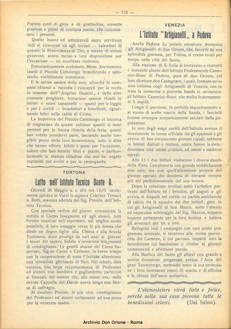 La piccola Opera della Divina Provvidenza, 22, 07, 01-07-1927, pagina 16