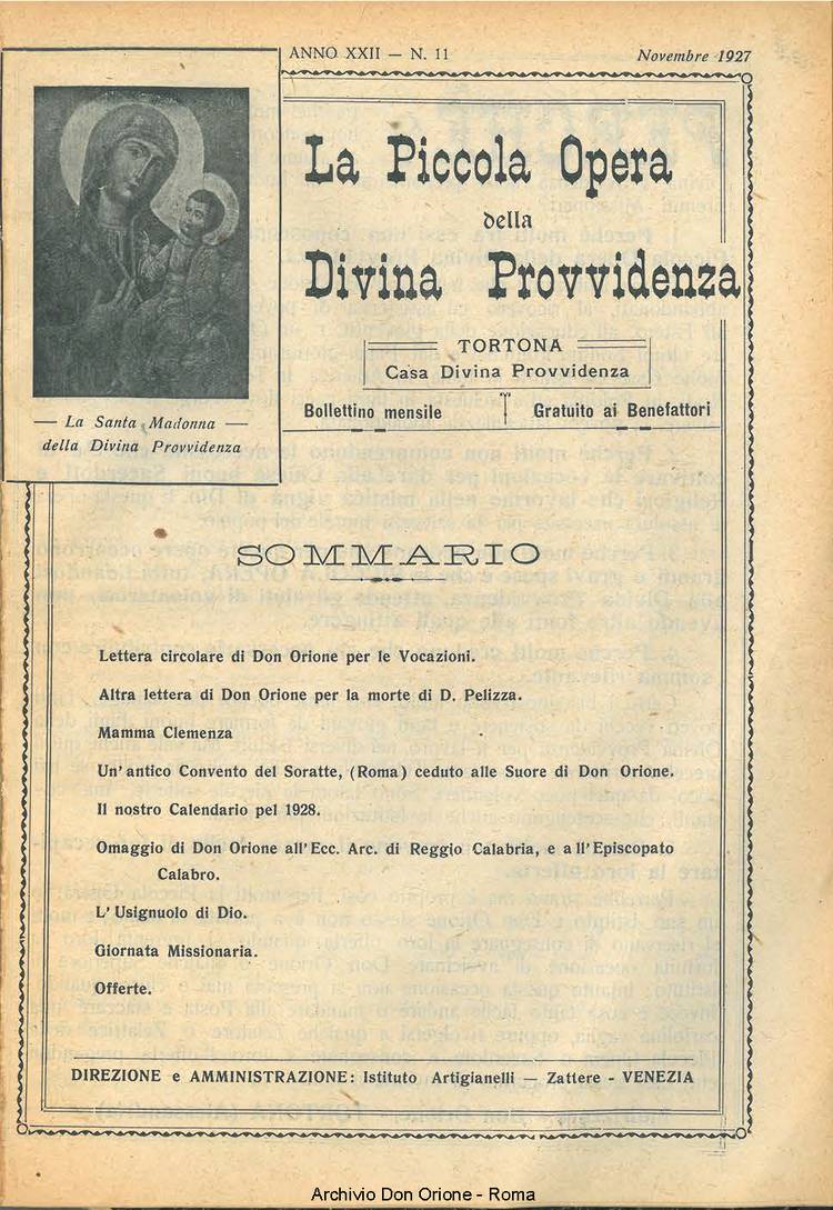 La piccola Opera della Divina Provvidenza, 22, 11, 01-11-1927, pagina 1