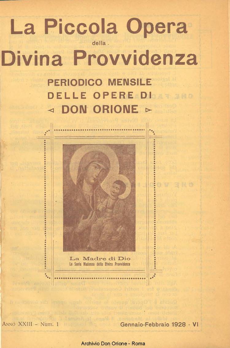La piccola Opera della Divina Provvidenza, 23, 01, 01-02-1928, pagina 1