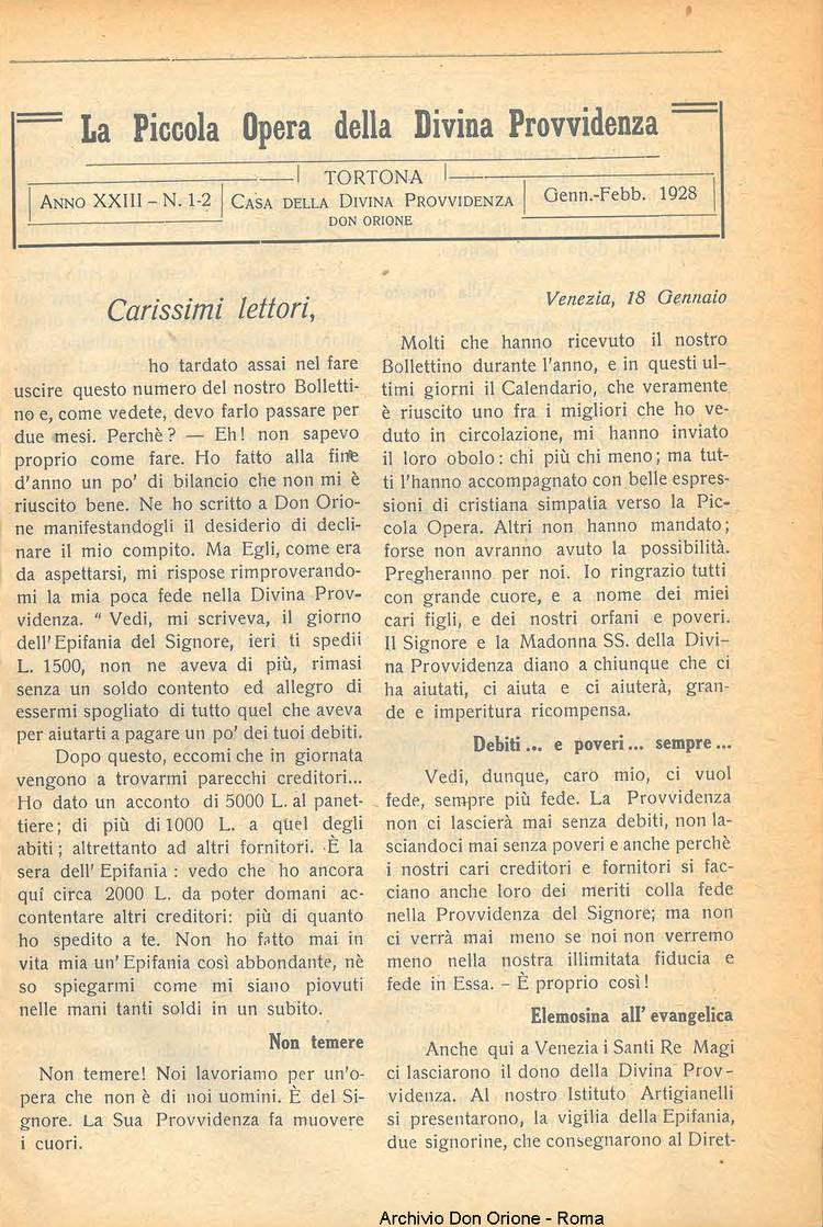 La piccola Opera della Divina Provvidenza, 23, 01, 01-02-1928, pagina 3
