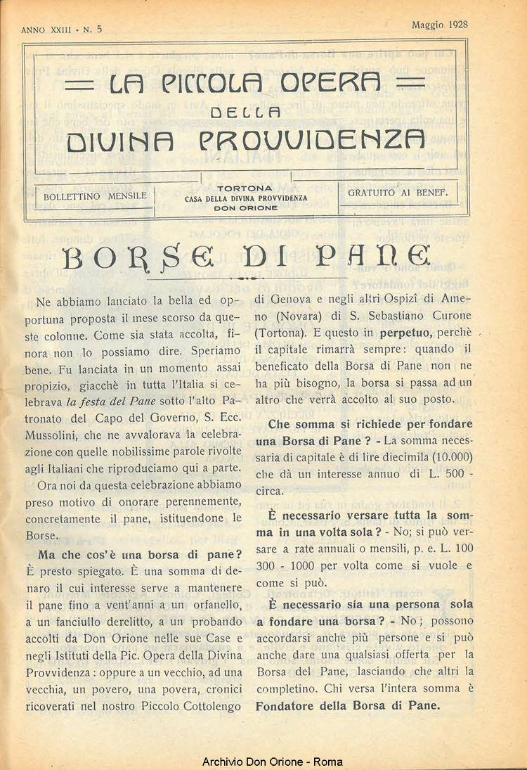La piccola Opera della Divina Provvidenza, 23, 05, 01-05-1928, pagina 3