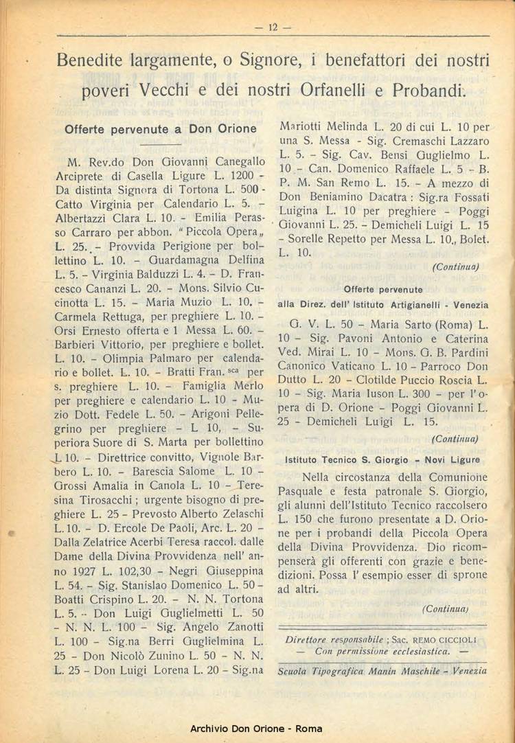 La piccola Opera della Divina Provvidenza, 23, 05, 01-05-1928, pagina 14