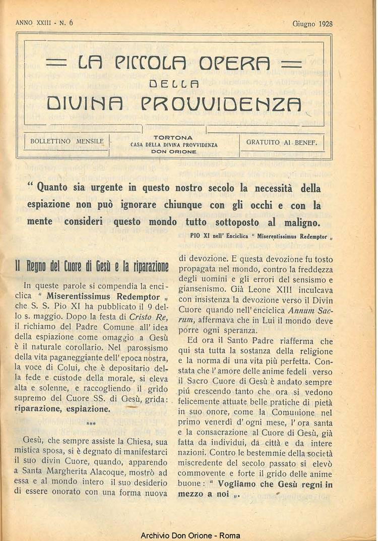 La piccola Opera della Divina Provvidenza, 23, 06, 01-06-1928, pagina 3