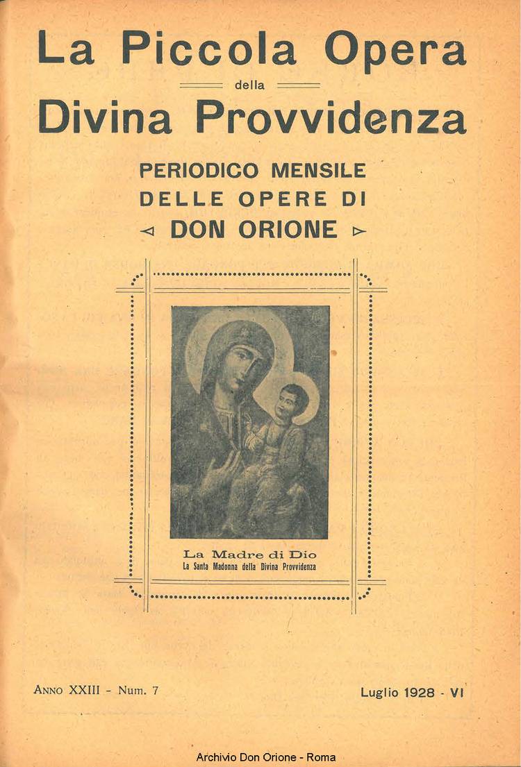 La piccola Opera della Divina Provvidenza, 23, 07, 01-07-1928, pagina 1