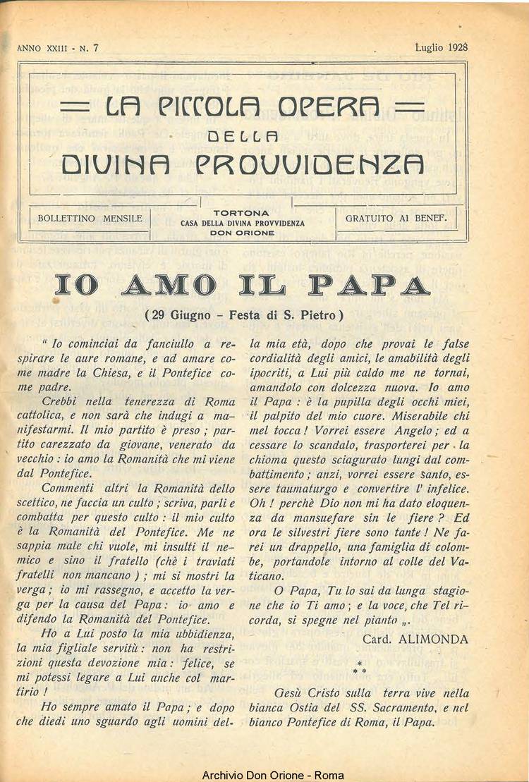 La piccola Opera della Divina Provvidenza, 23, 07, 01-07-1928, pagina 3