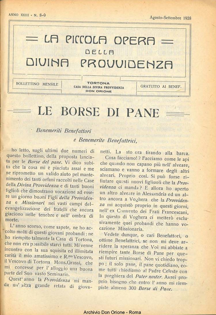 La piccola Opera della Divina Provvidenza, 23, 08, 01-08-1928, pagina 3