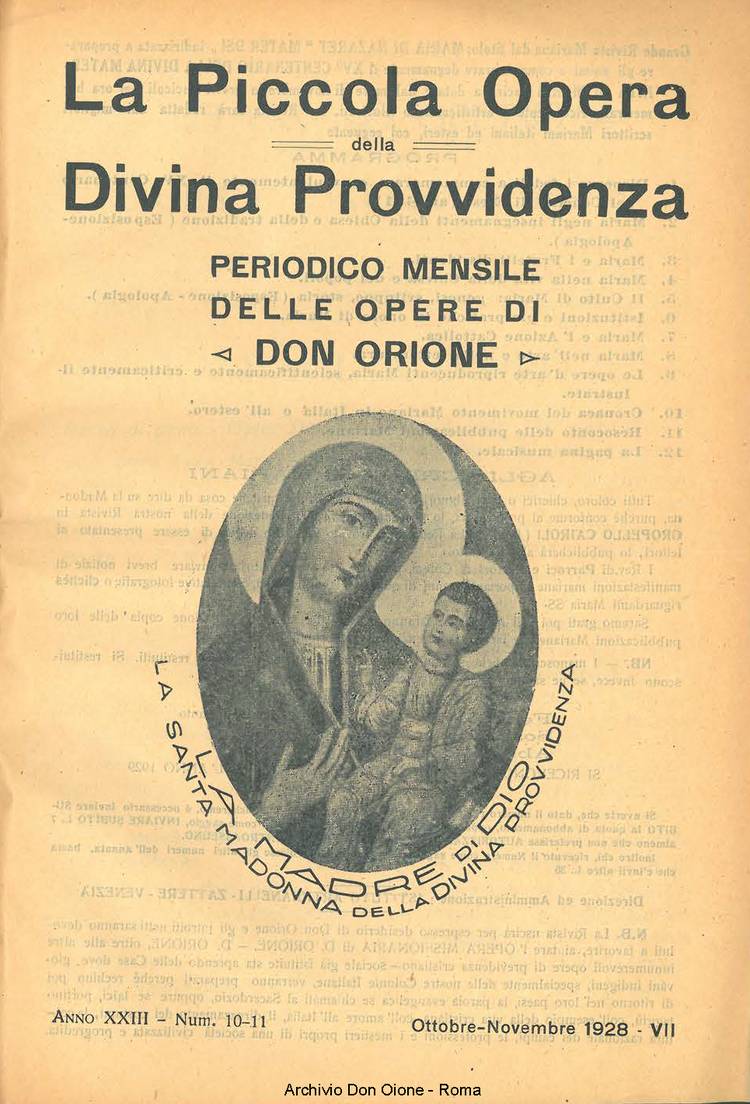 La piccola Opera della Divina Provvidenza, 23, 10_11, 01-11-1928, pagina 1