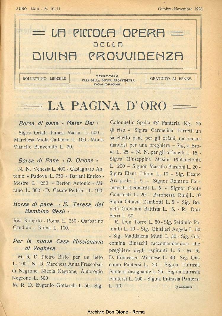 La piccola Opera della Divina Provvidenza, 23, 10_11, 01-11-1928, pagina 3