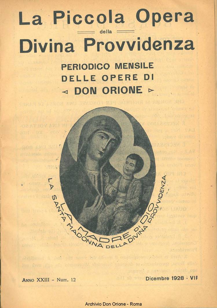 La piccola Opera della Divina Provvidenza, 23, 12, 01-12-1928, pagina 1