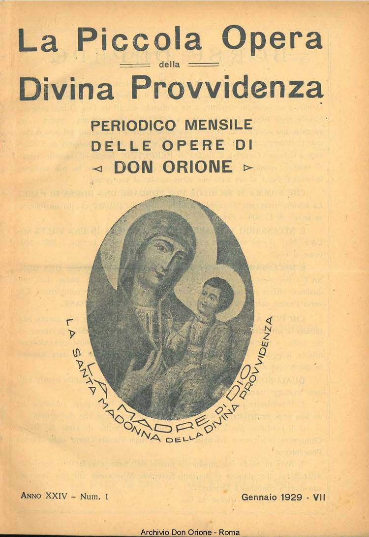 La piccola Opera della Divina Provvidenza, 24, 01, 01-06-1929, pagina 1