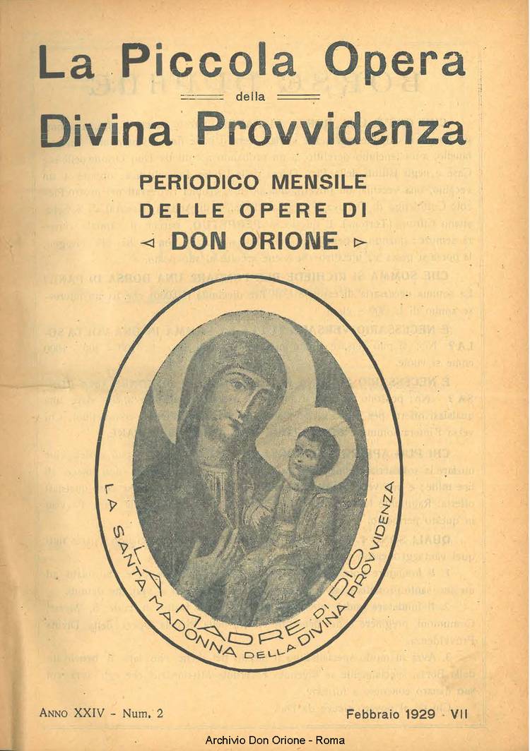 La piccola Opera della Divina Provvidenza, 24, 02, 01-02-1929, pagina 1
