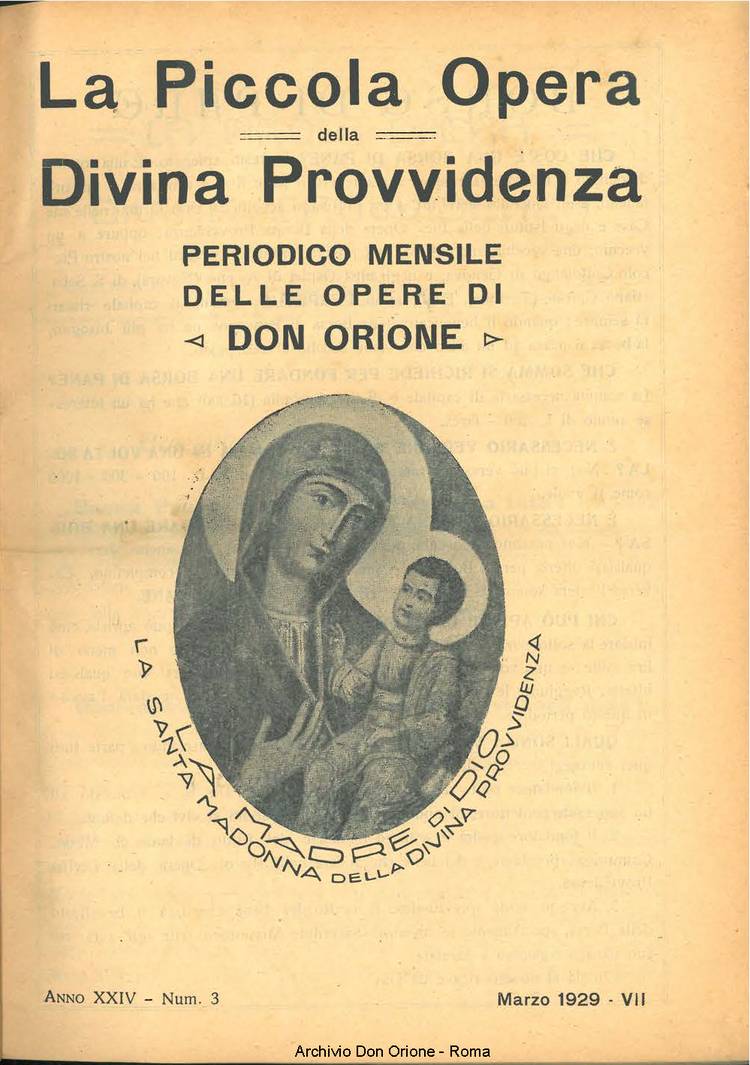 La piccola Opera della Divina Provvidenza, 24, 03, 01-03-1929, pagina 1