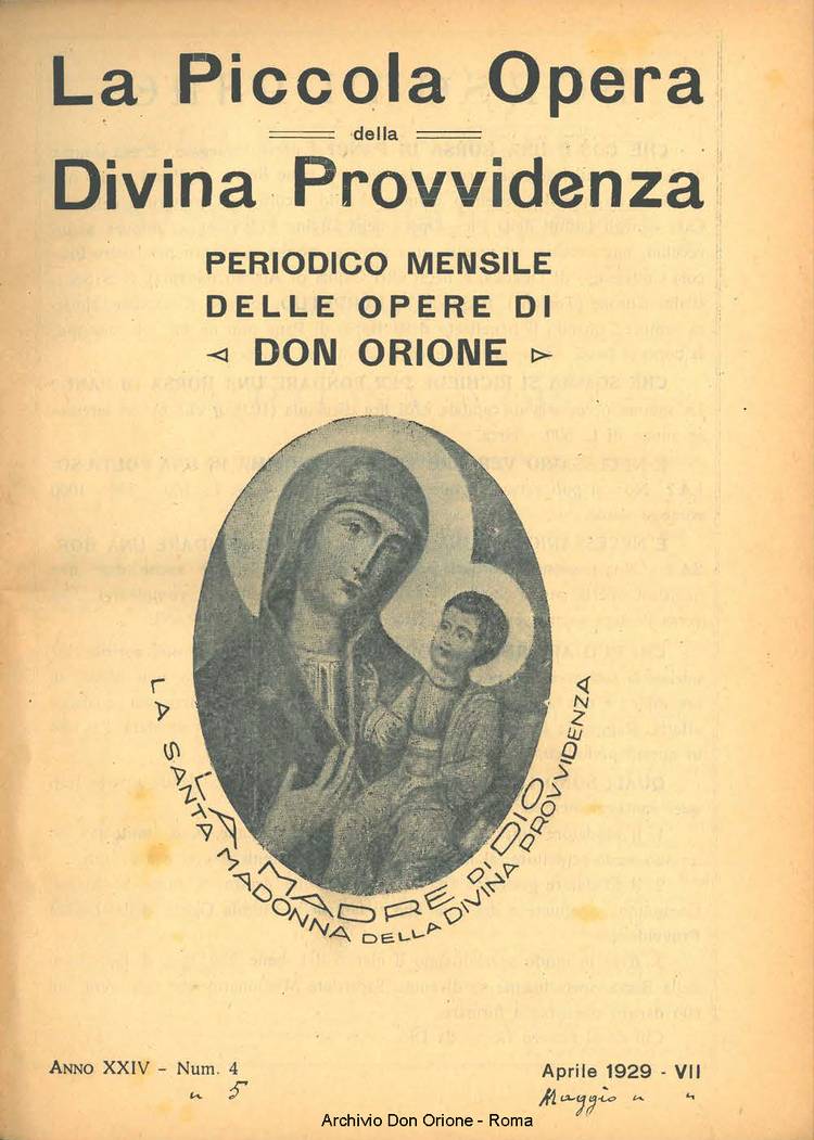 La piccola Opera della Divina Provvidenza, 24, 04, 01-04-1929, pagina 1