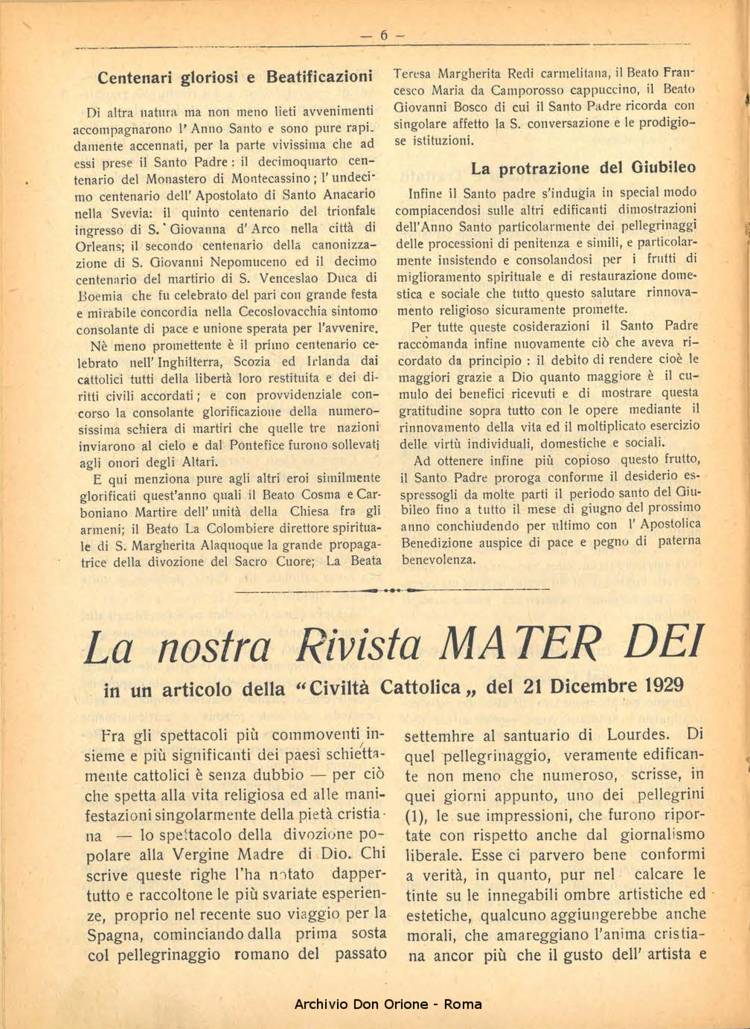 La piccola Opera della Divina Provvidenza, 25, 01, 01-01-1930, pagina 6