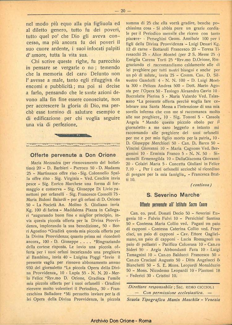 La piccola Opera della Divina Provvidenza, 25, 01, 01-01-1930, pagina 20