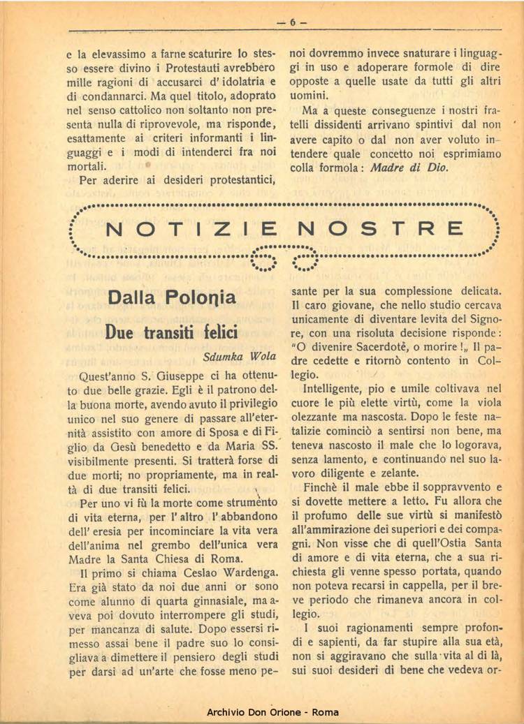 La piccola Opera della Divina Provvidenza, 25, 05, 01-05-1930, pagina 6