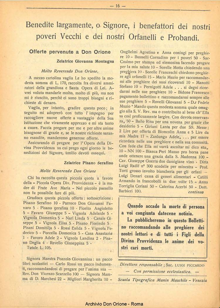 La piccola Opera della Divina Provvidenza, 25, 05, 01-05-1930, pagina 16