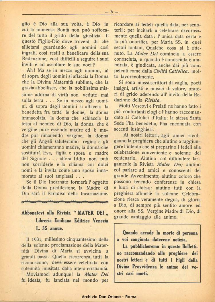 La piccola Opera della Divina Provvidenza, 25, 06, 01-06-1930, pagina 6