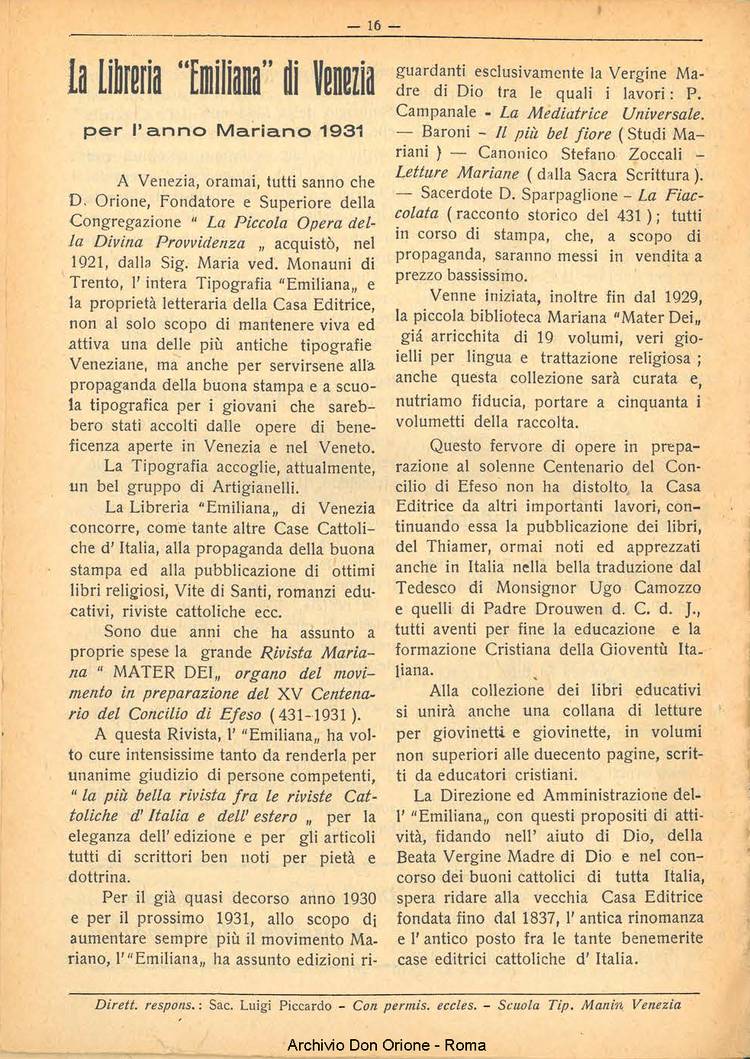 La piccola Opera della Divina Provvidenza, 25, 10_11_12, 01-12-1930, pagina 16
