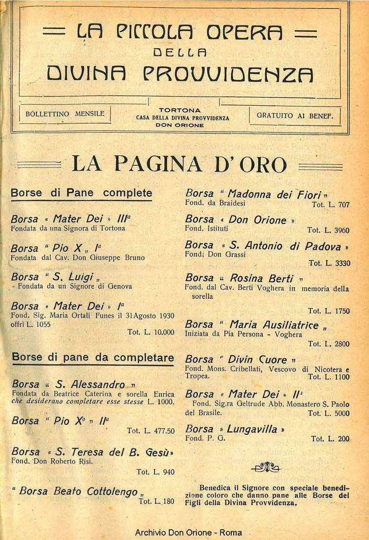 La piccola Opera della Divina Provvidenza, 26, 01, 01-01-1931, pagina 3