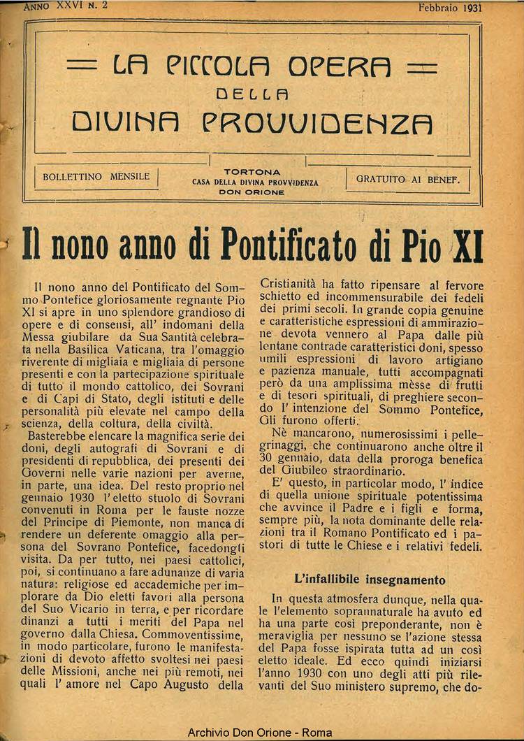 La piccola Opera della Divina Provvidenza, 26, 02, 01-02-1931, pagina 3