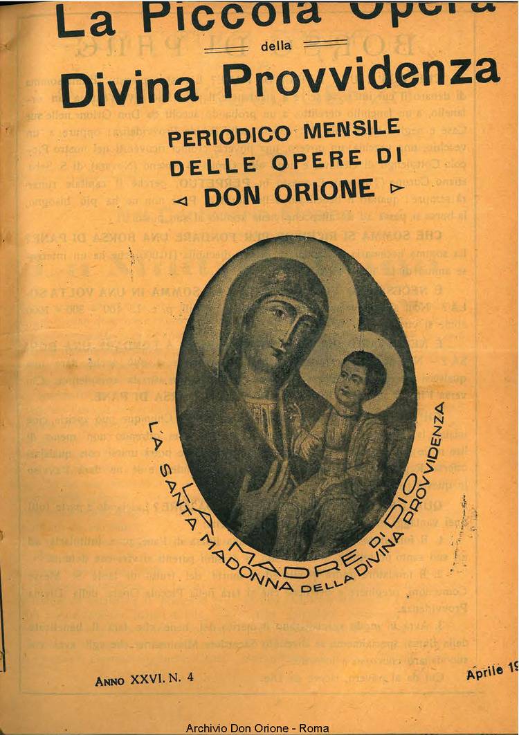 La piccola Opera della Divina Provvidenza, 26, 04, 01-04-1931, pagina 1