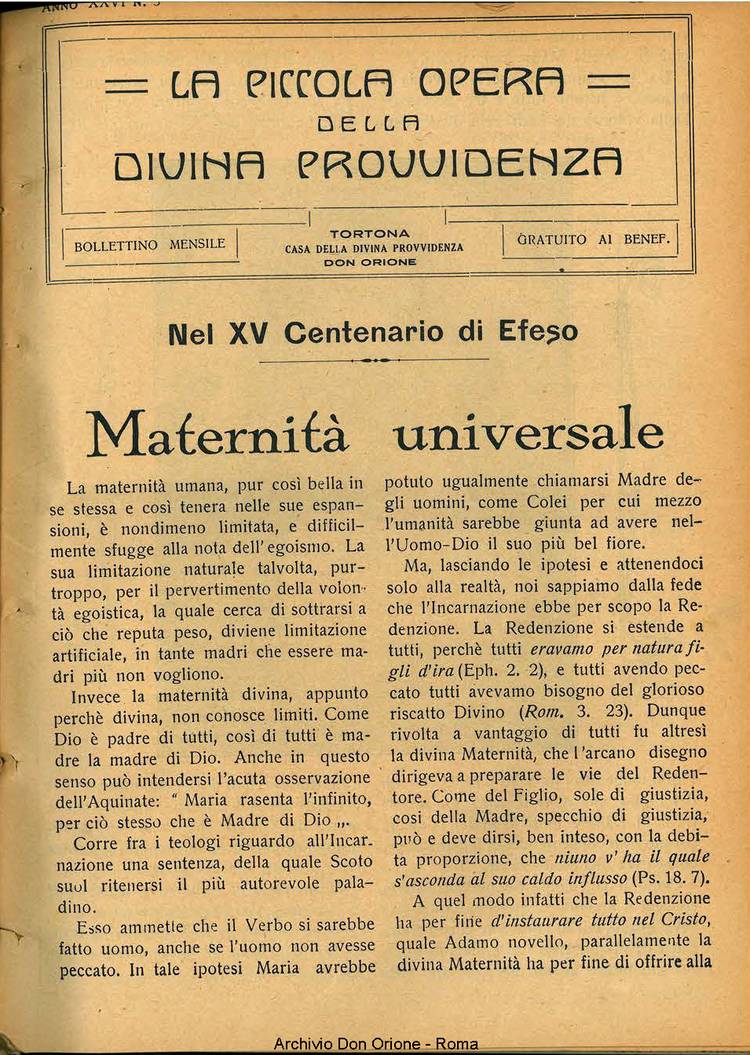 La piccola Opera della Divina Provvidenza, 26, 05, 01-05-1931, pagina 3