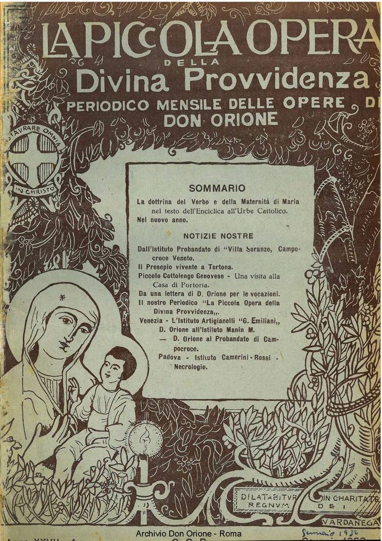 La piccola Opera della Divina Provvidenza, 27, 01, 01-01-1932, pagina 1