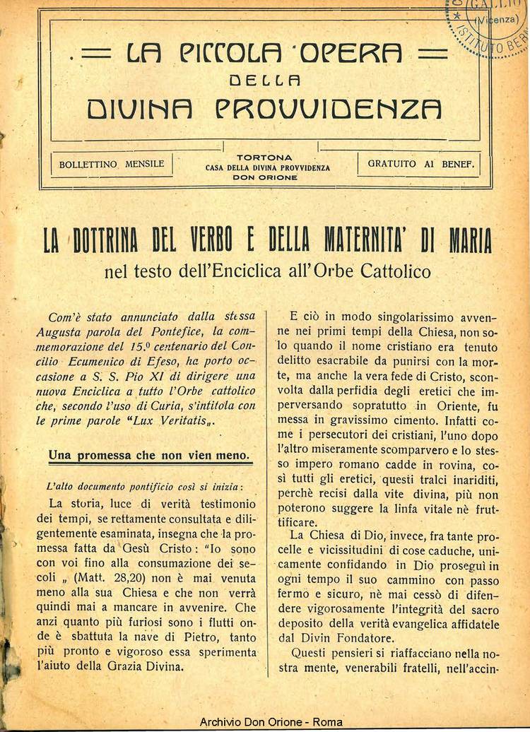 La piccola Opera della Divina Provvidenza, 27, 01, 01-01-1932, pagina 3