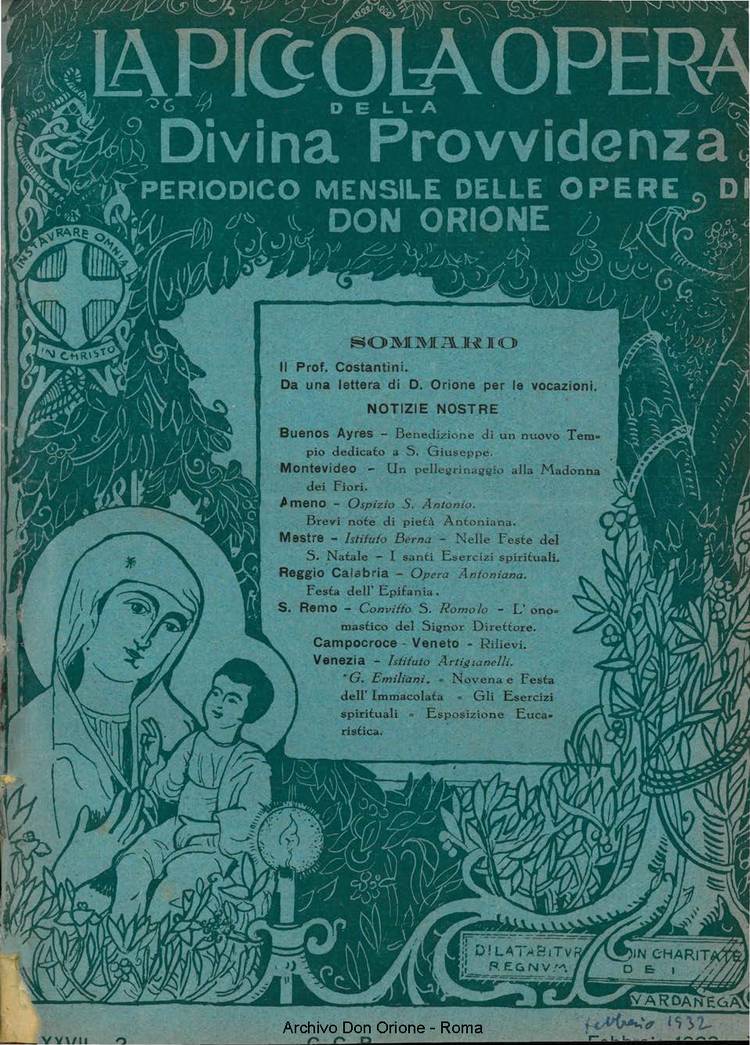 La piccola Opera della Divina Provvidenza, 27, 02, 01-02-1932, pagina 1